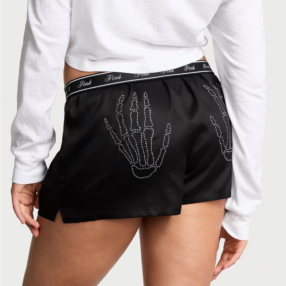 Victoria's Secret Black Skeleton Hand Shorts